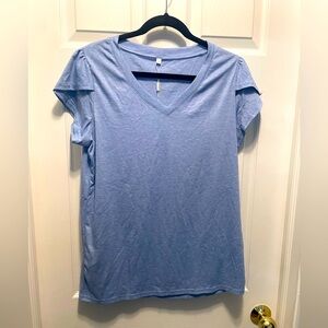 NWT Light Blue V-Neck Women's Tee with flutter sleeve
